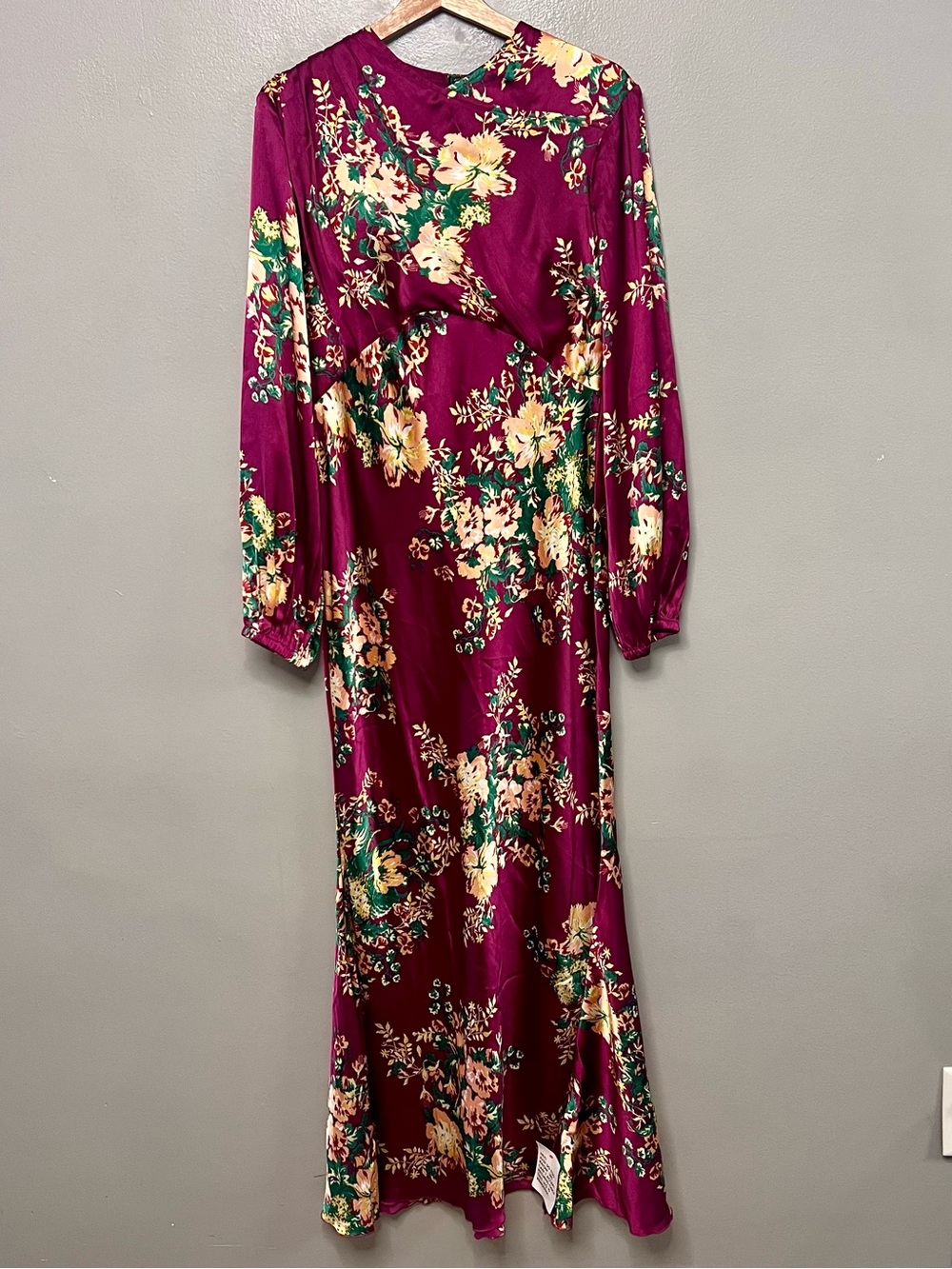 NWOT ASOS DESIGN Petite High Neck Bias Cut Maxi Satin Dress Floral Print 12 - Picture 2 of 13